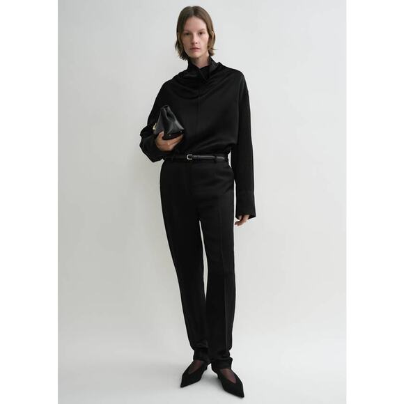 Toteme Low Waist Satin Trousers in Black 32 XS - Picture 1 of 4